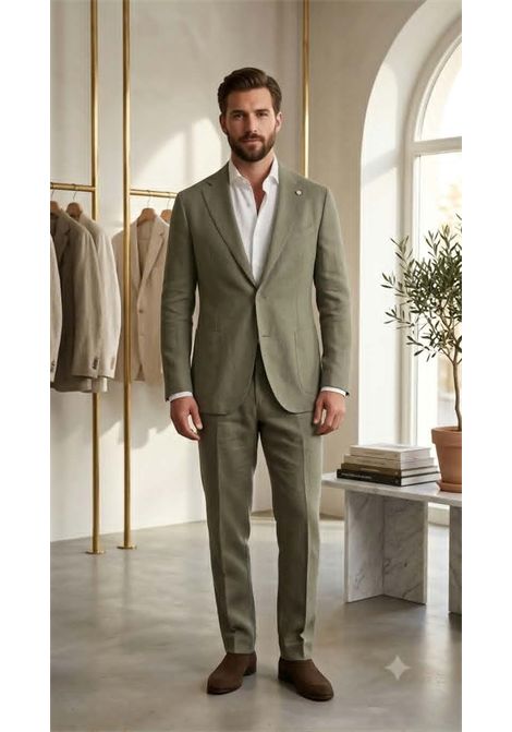 Abito Uomo in Lino con Pantalaccio  Eleganza Casual Sartoriale MARCEL MOREL | Abiti | AB0546VERDE